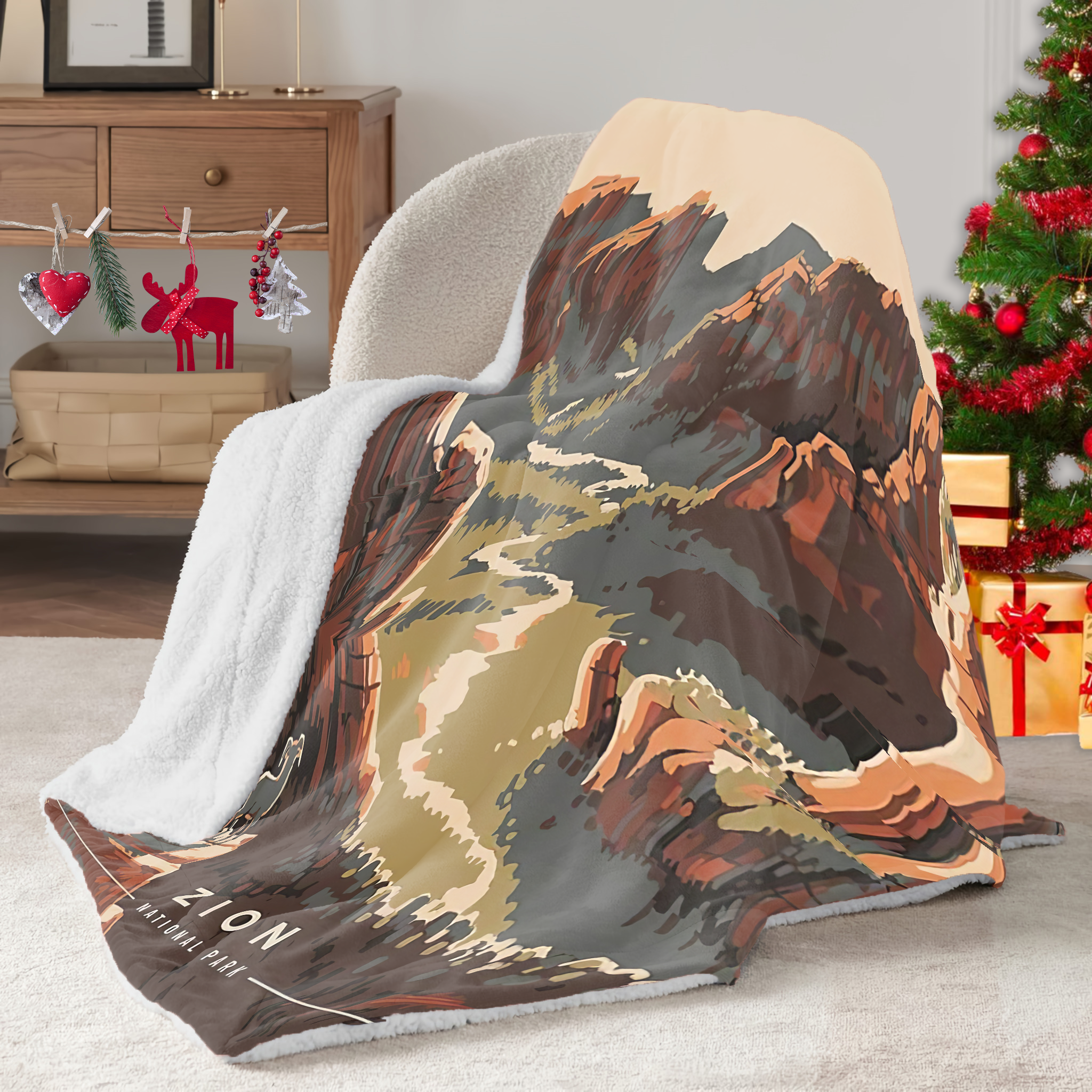 Zion National Park Sherpa Blanket, Gifts For National Park Lovers, Outdoor Blanket