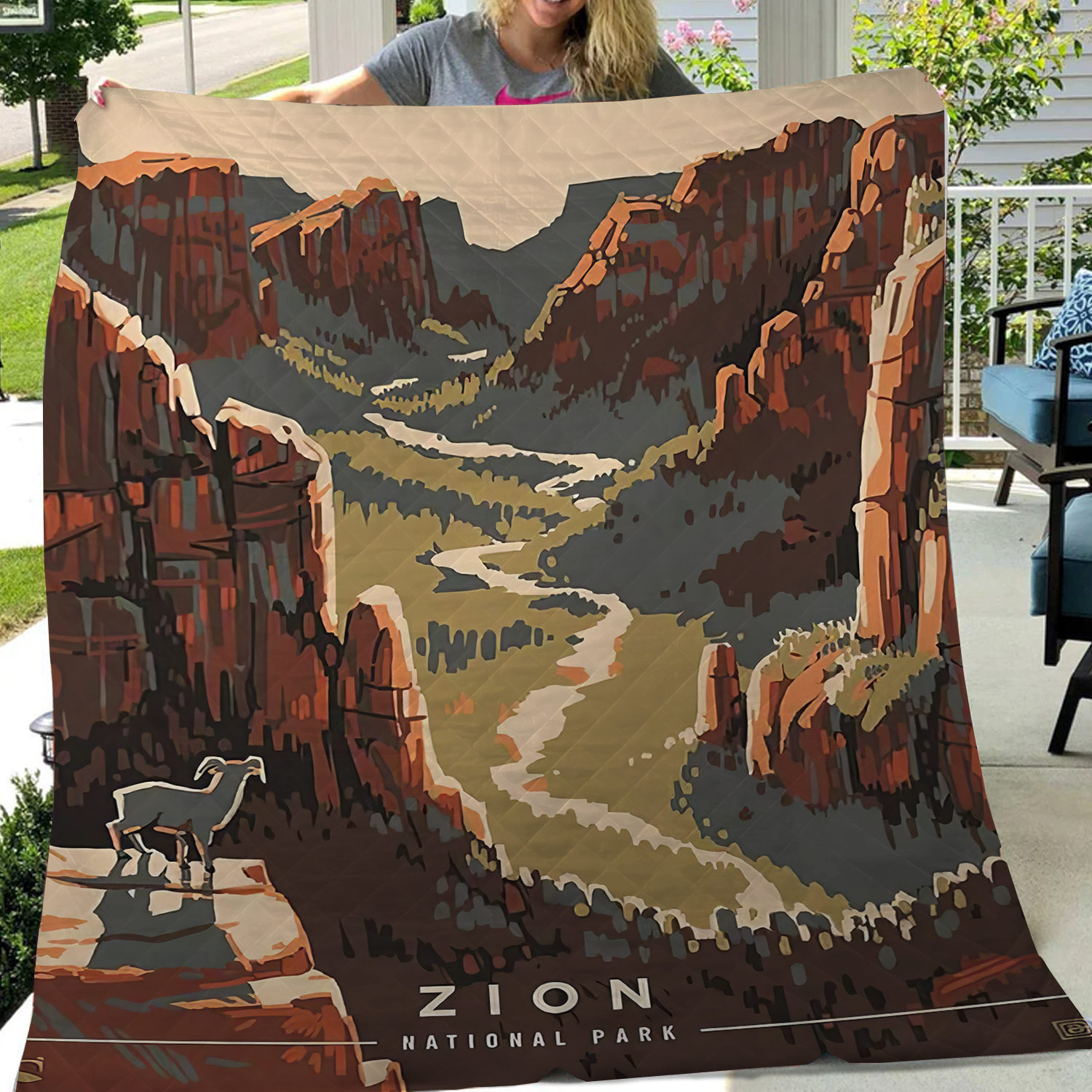 Zion National Park Quilt Blanket, Gifts For National Park Lovers, Outdoor Blanket