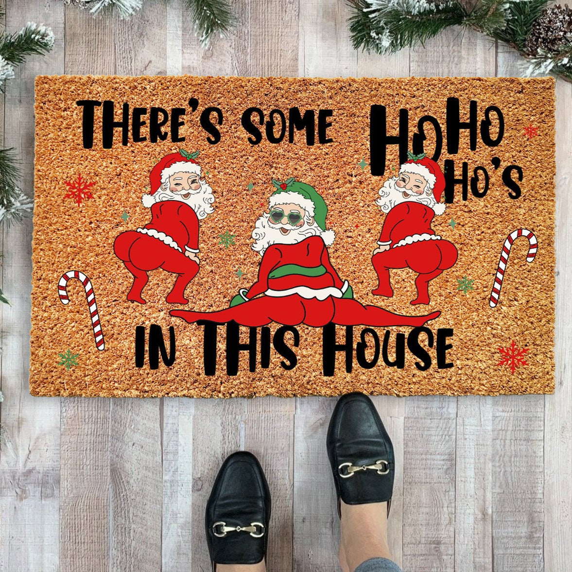 There's Some Ho Ho Ho's In This House Doormat, Funny Santa, Christmas Decor