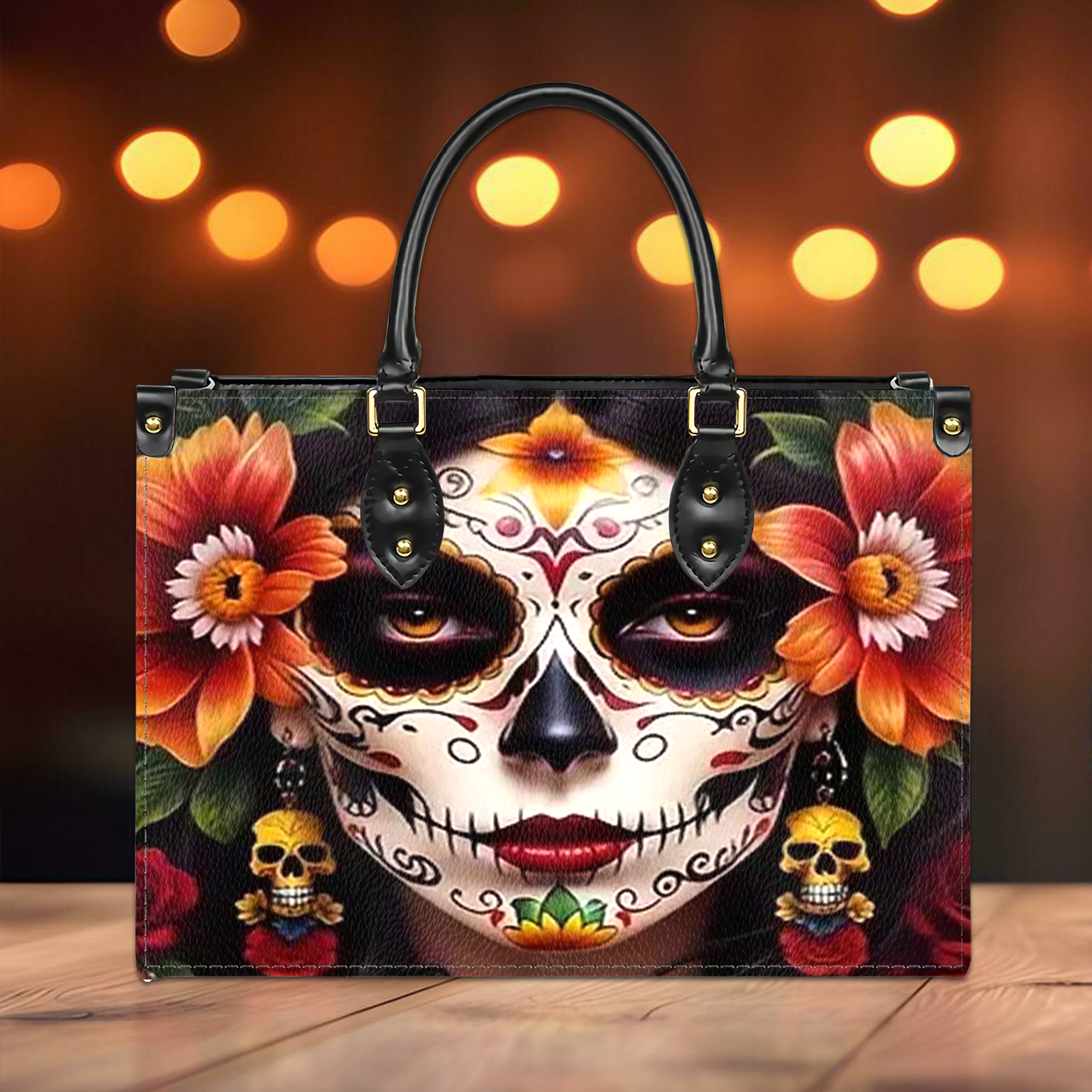 Womens Skull Leather Handbag, Halloween Gift