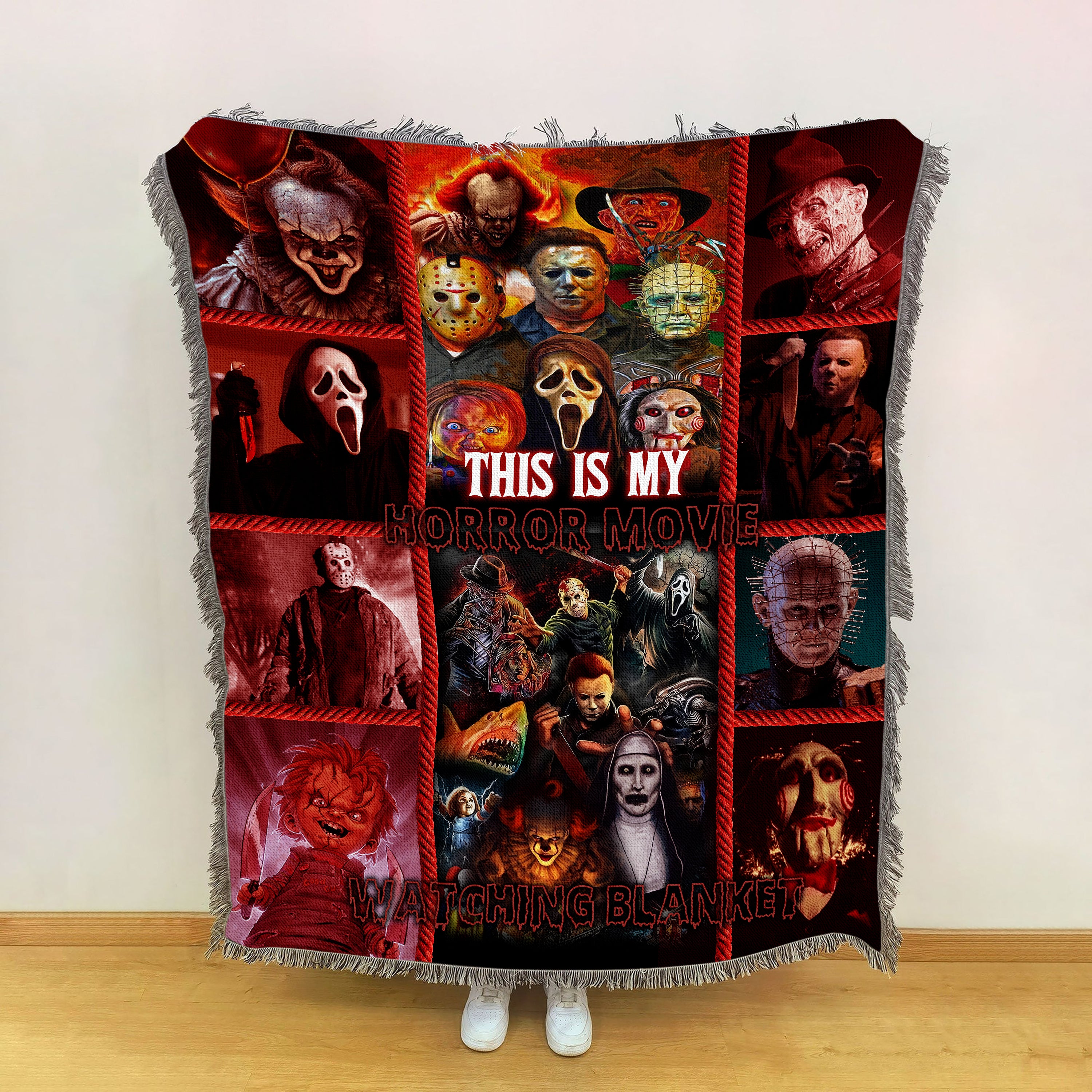 This Is My Horror Movie Watching Woven Blanket, Halloween Horror Gifts