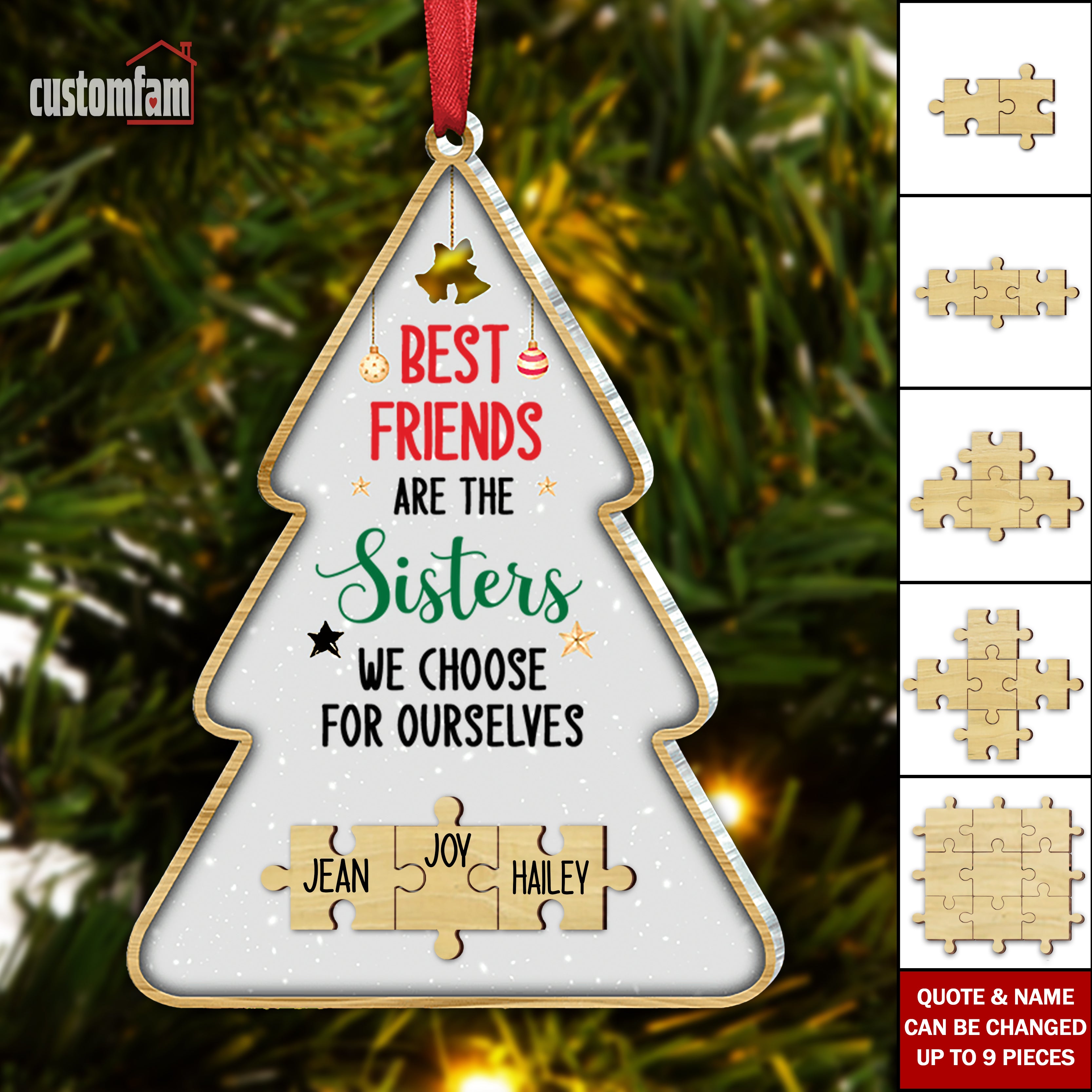 Best Friends Are The Sisters Personalized Christmas Tree Ornament, Christmas Decor