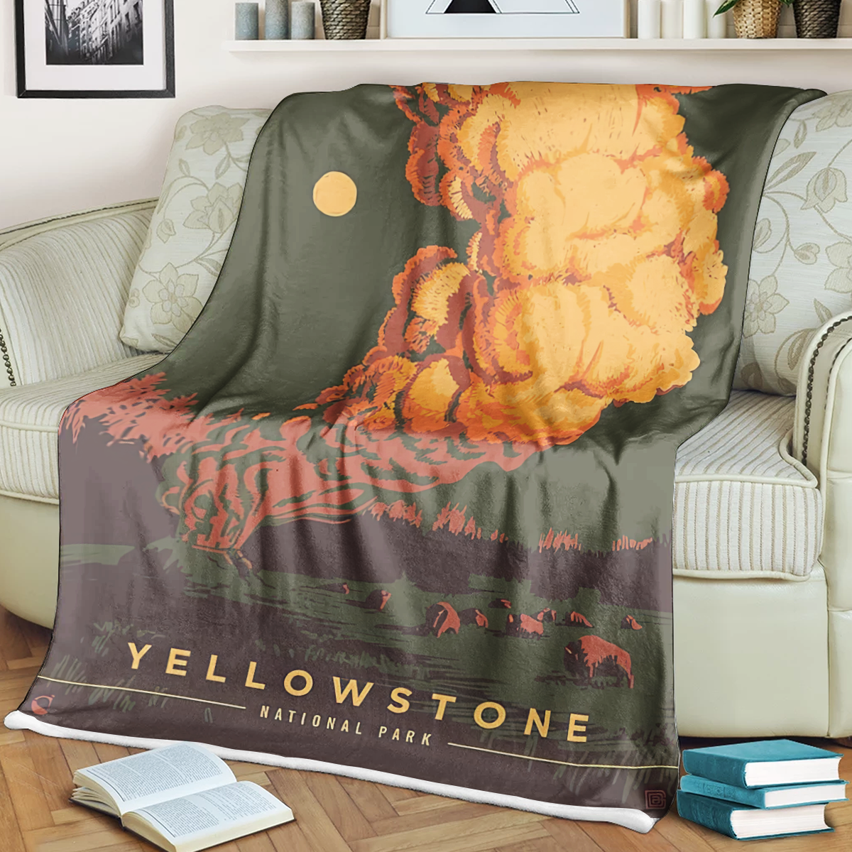 Yellow Stone National Park Fleece Blanket, Gifts For National Park Lovers, Bedroom Decor