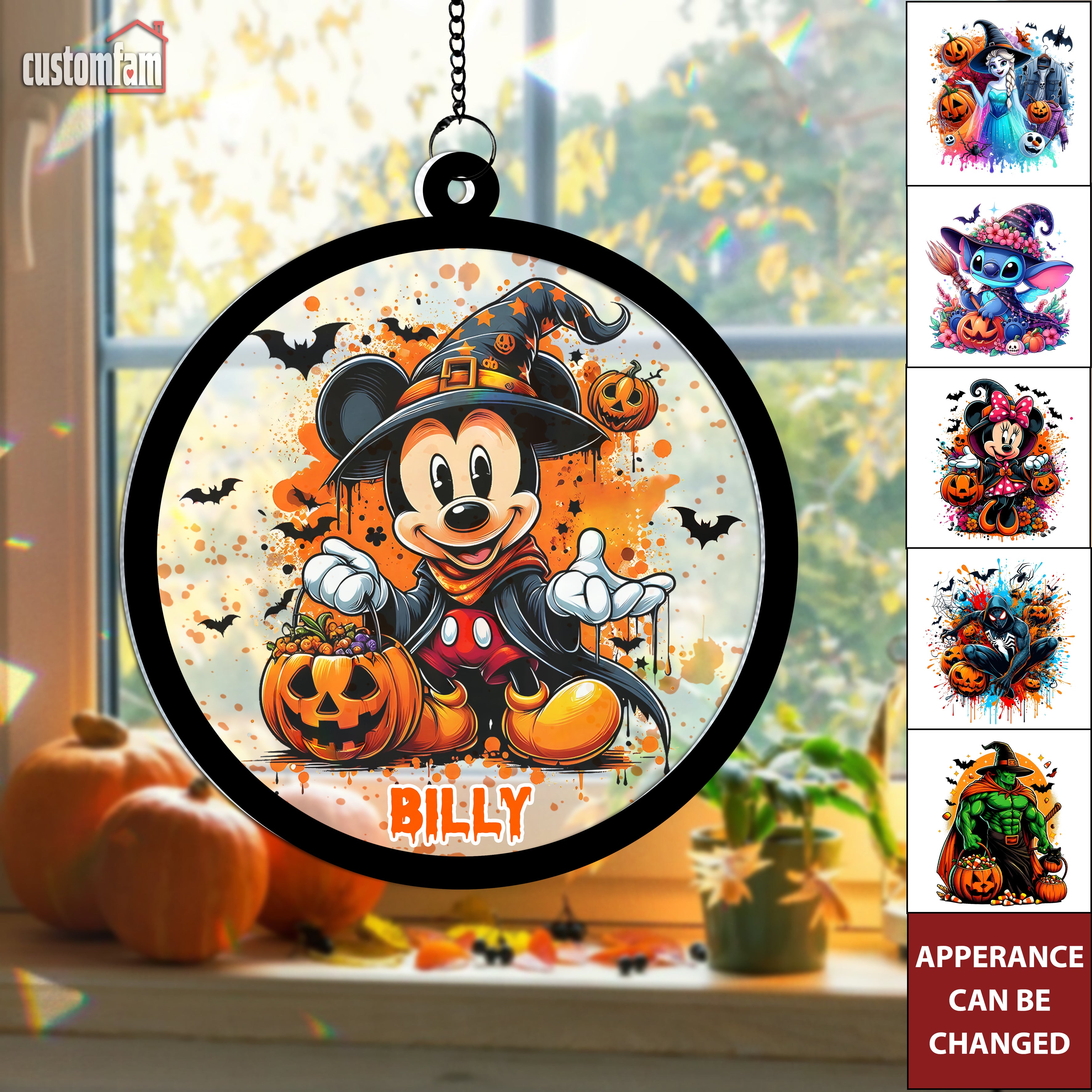 Personalized Halloween Window Suncatcher, Halloween Decor