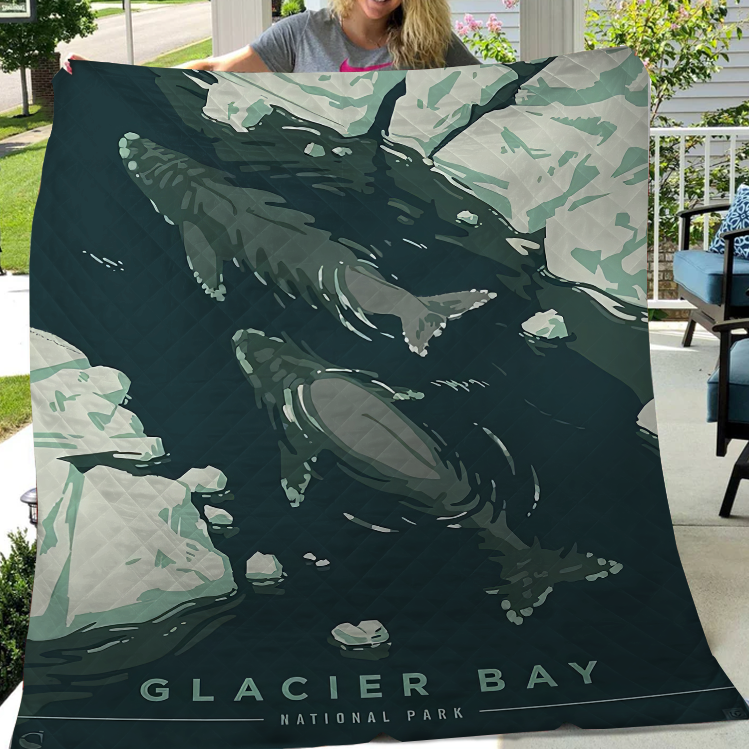 Glacier Bay National Park Quilt Blanket, Gifts For National Park Lovers, Outdoor Blanket