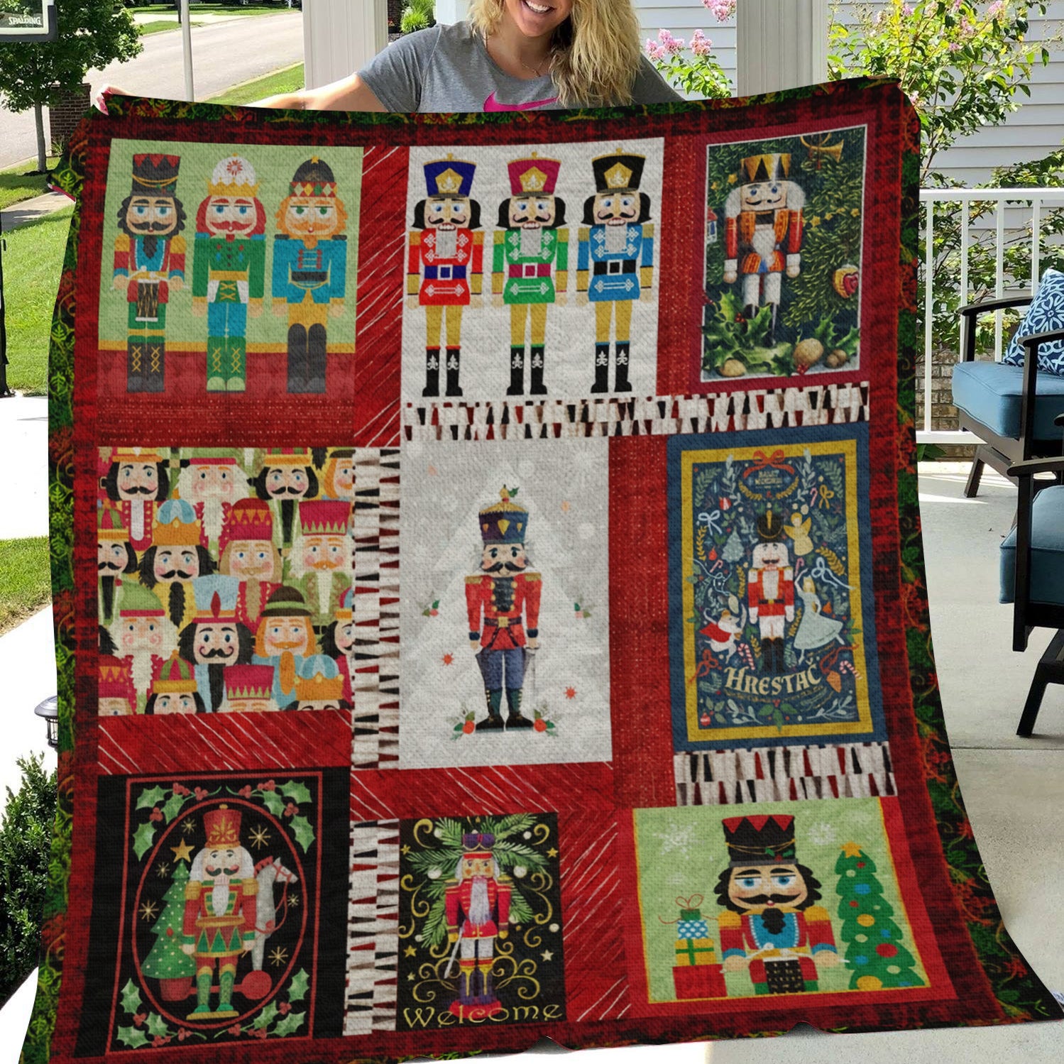 Nutcracker Soldier Fleece Blanket, Christmas Sherpa Blanket, Christmas Bedroom Decor