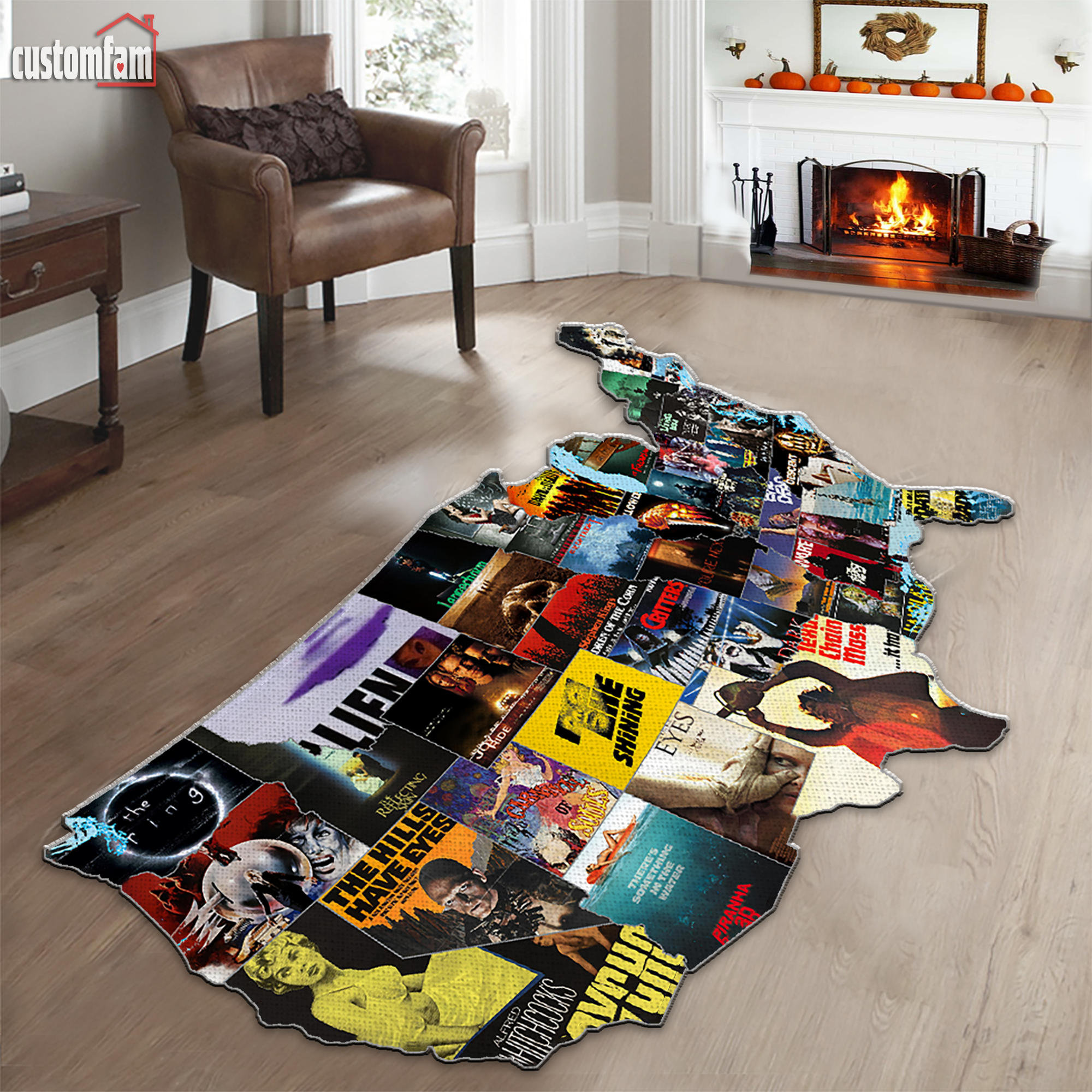 Halloween Horror Movie Rug, Halloween Area Rug Carpet, Scary Movie Gift