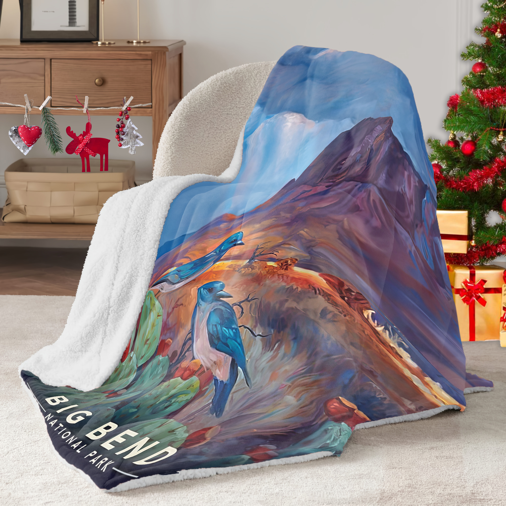 Big Bend National Park Sherpa Blanket, Gifts For National Park Lovers, Outdoor Blanket