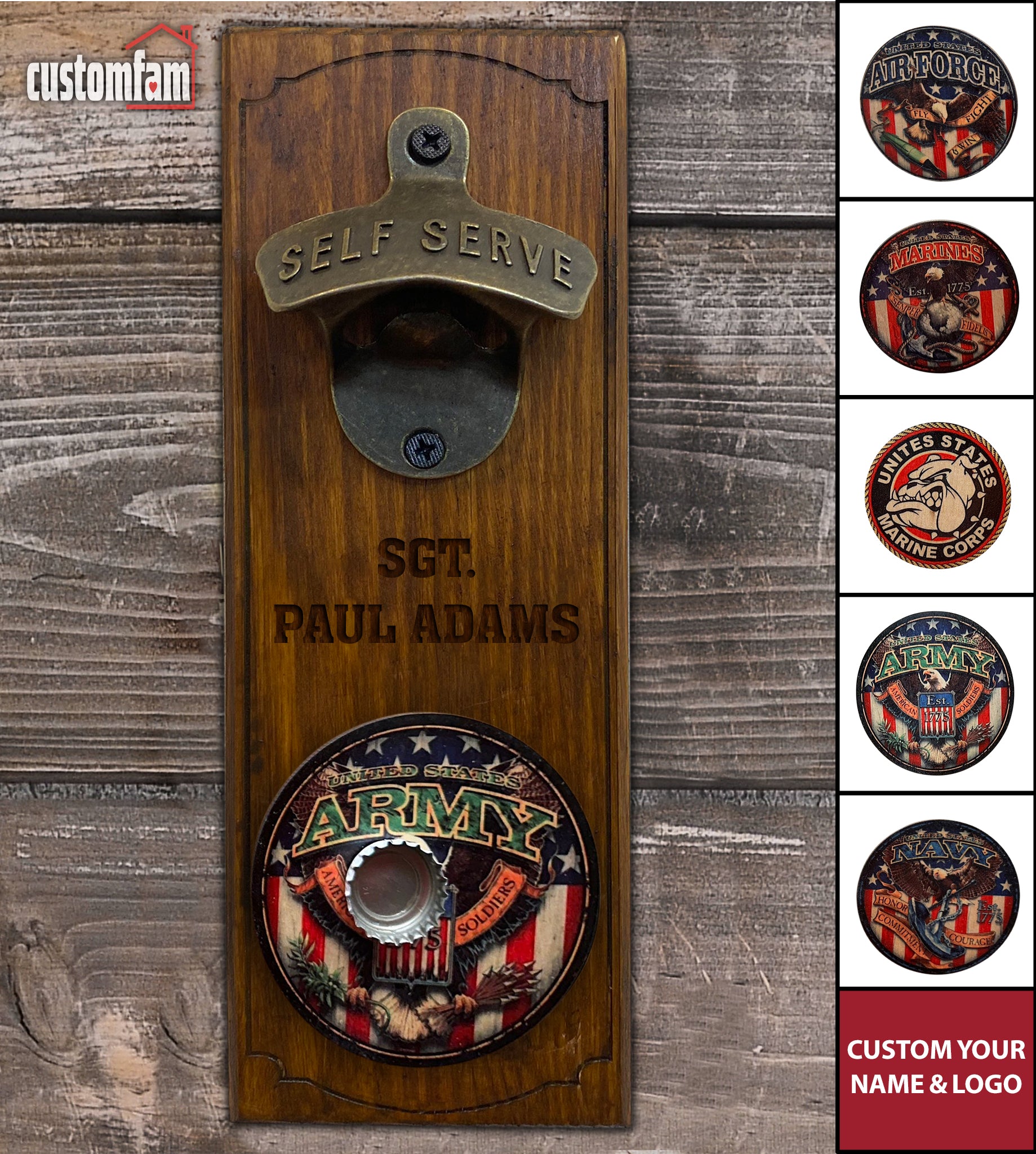 Personalized Military Veteran Bottle Opener with Magnets, Military Retirement Gift