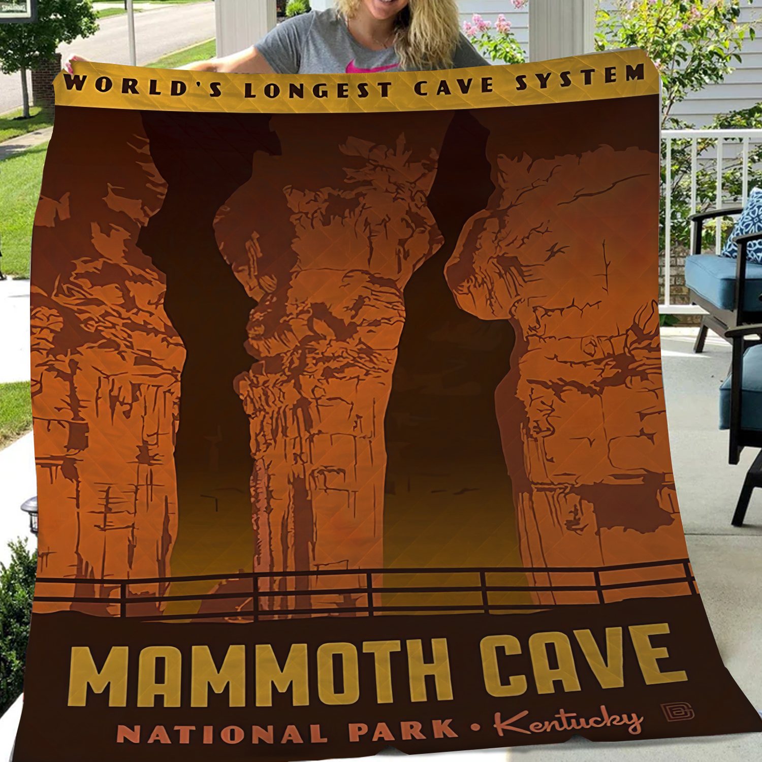 Mammoth Cave National Park Quilt Blanket, Gifts For National Park Lovers, Outdoor Blanket