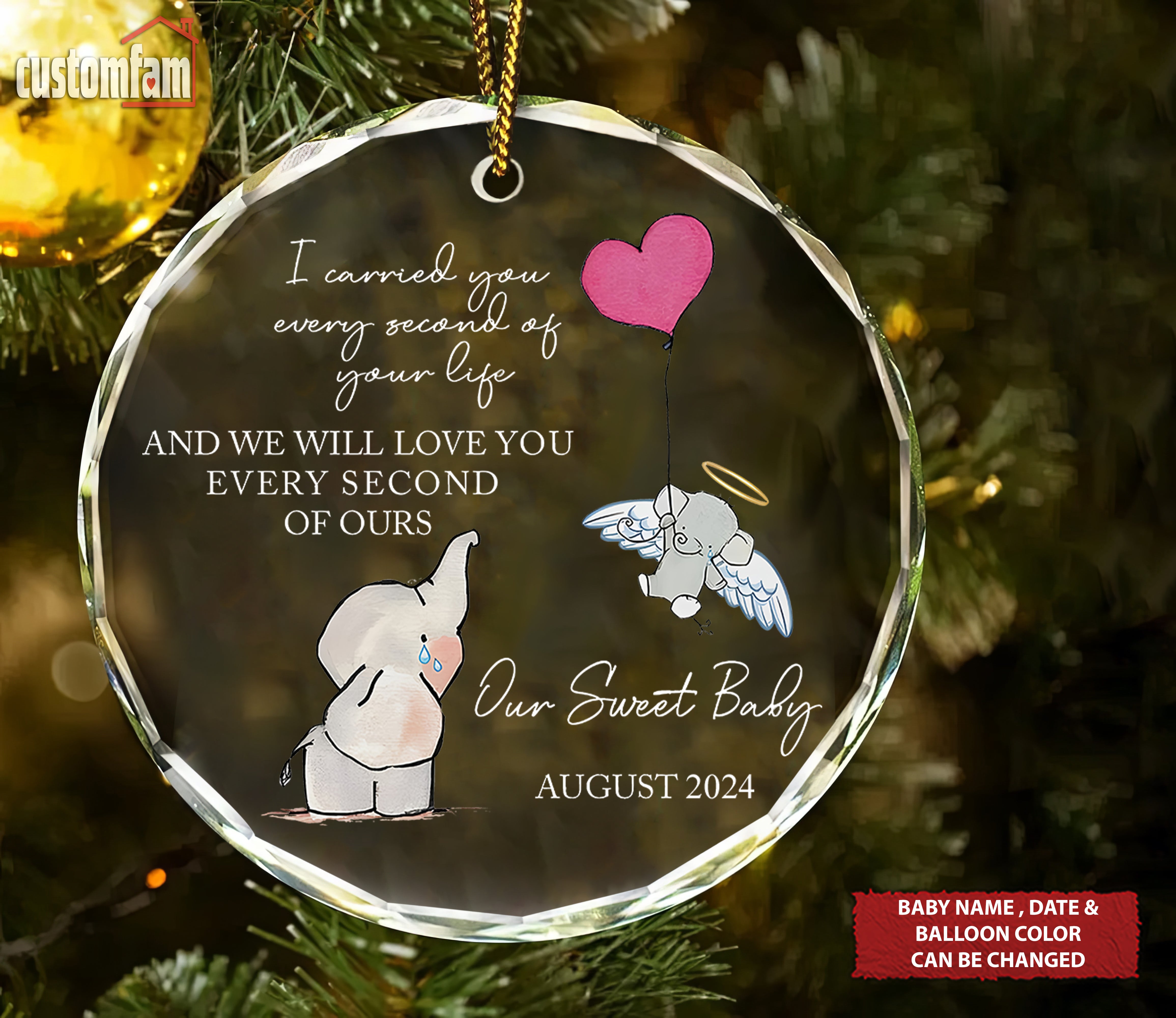 Our Sweet Baby Personalized Baby Memorial Glass Ornament, Miscarriage Gift