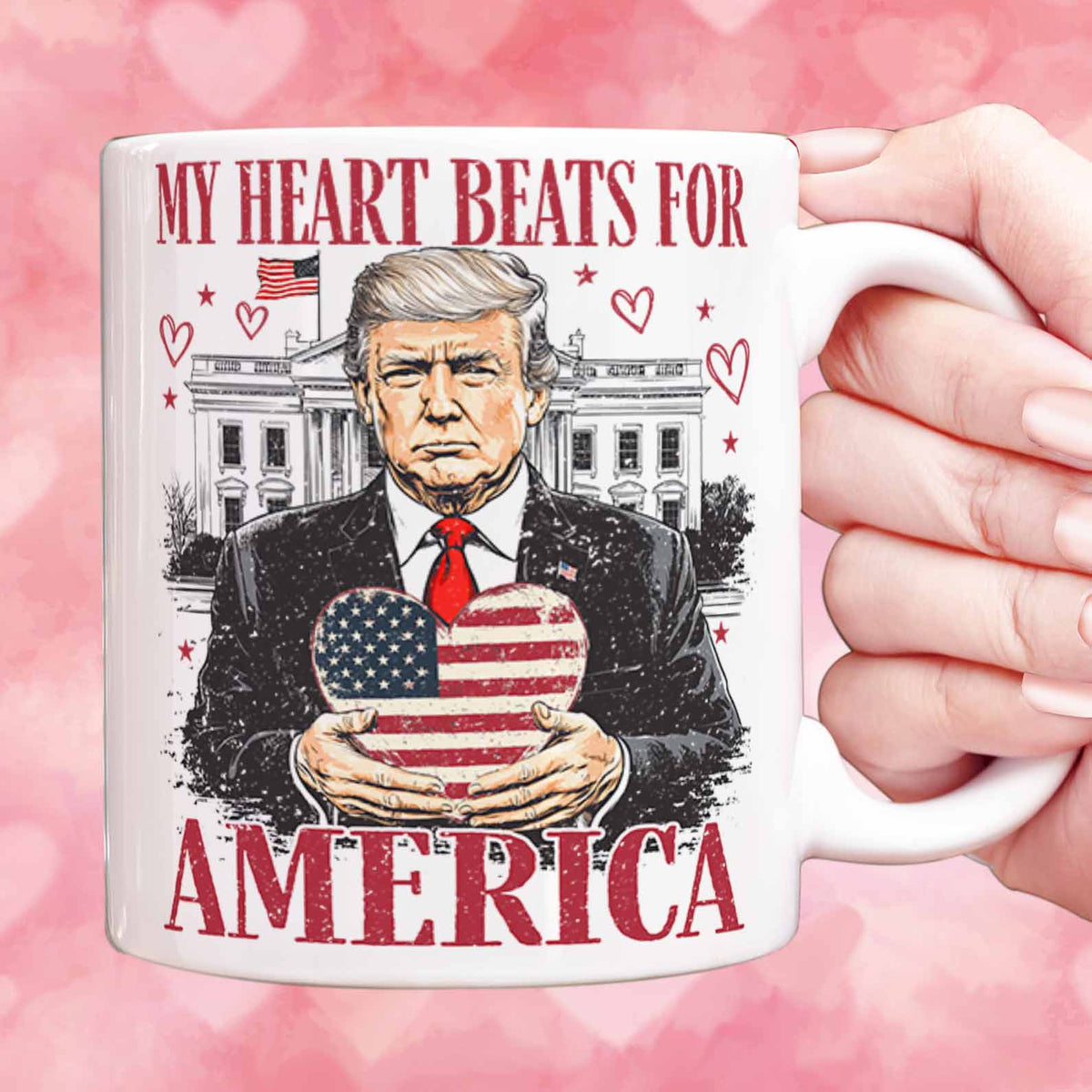 My Heart Beats for America Mug, Valentine's Day Mug, Valentine's Day Gifts