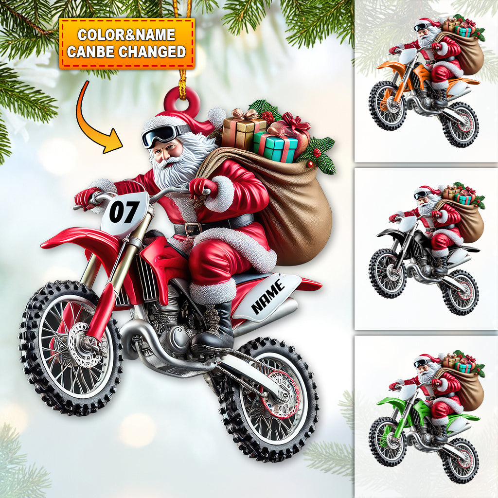 Biker Santa Inflatable, Personalized Santa Riding Bike Ornament, Christmas Decor For Motor Lovers