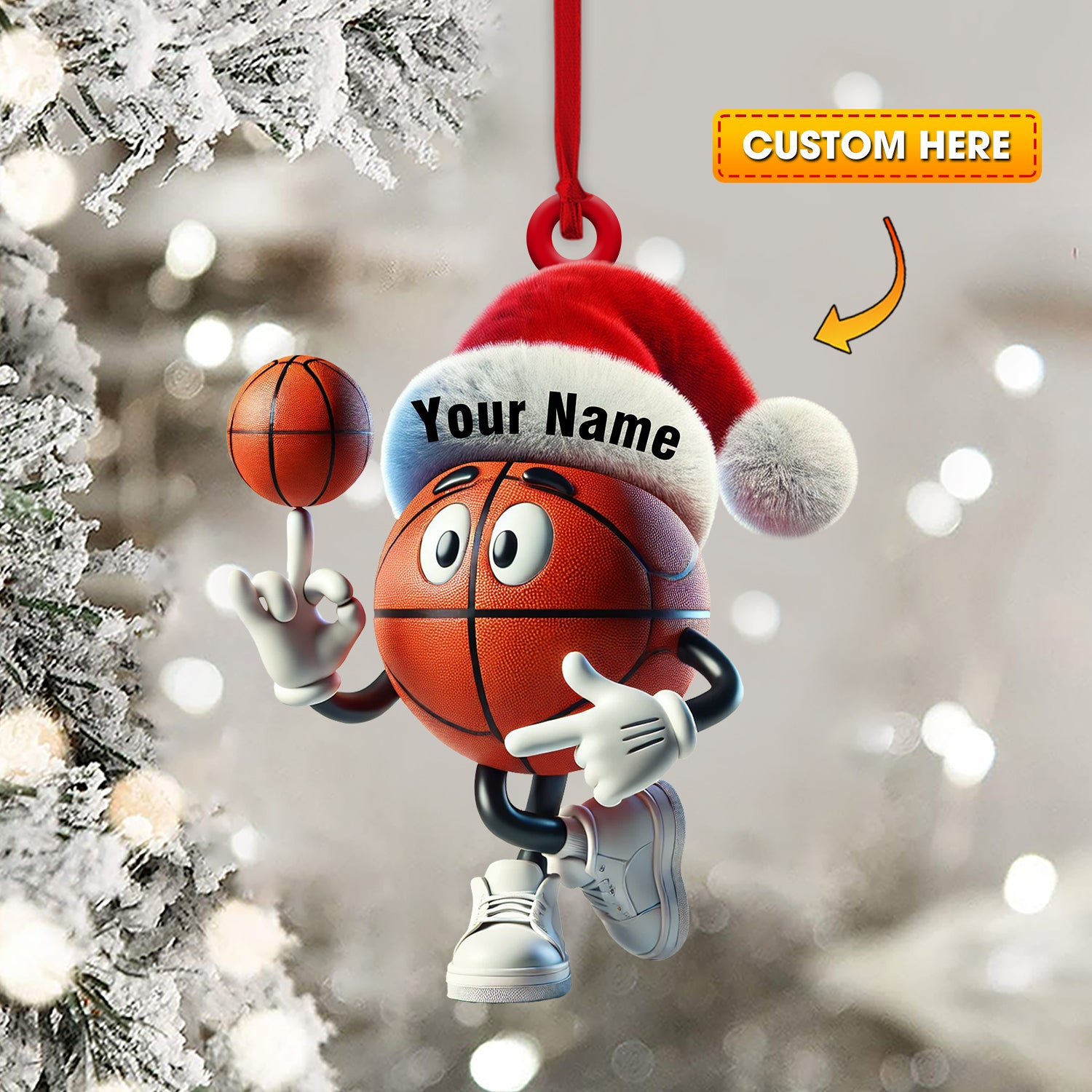 Basketball Ornament, Personalized Cute Basketball Tree Ornament, Gift For Basketball Fans