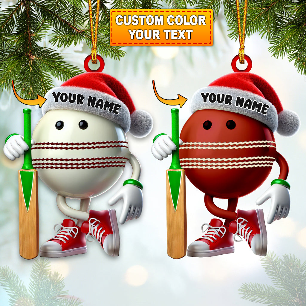 Cricket Ball Christmas Ornament, Gifts For Cricket Lovers, Personalized Ornament