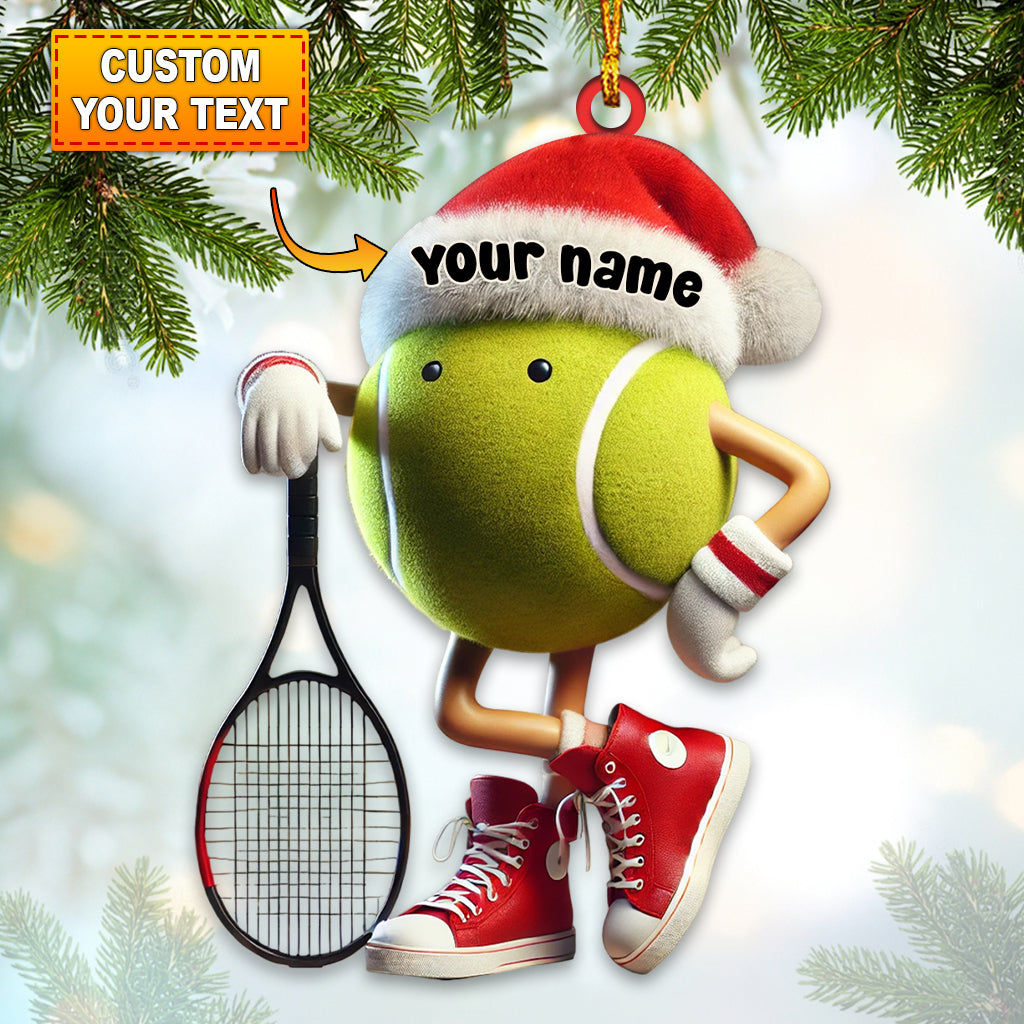 Tennis Ball Ornament, Personalized Tennis Ball Santa Ornament, Gift For Tennis Lover