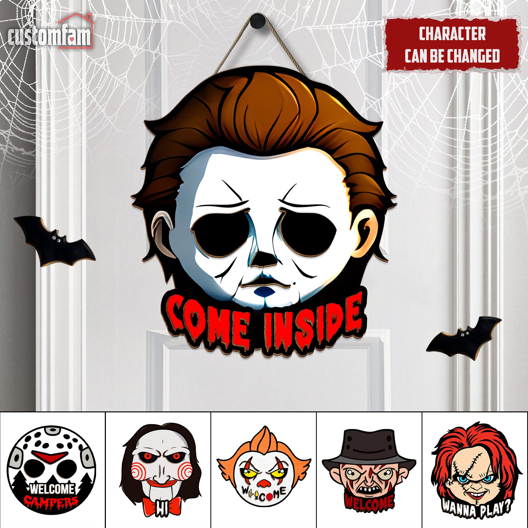 Custom Horror Movie Characters Halloween Door Sign, Scary Movie Fan Gift, Halloween Decor