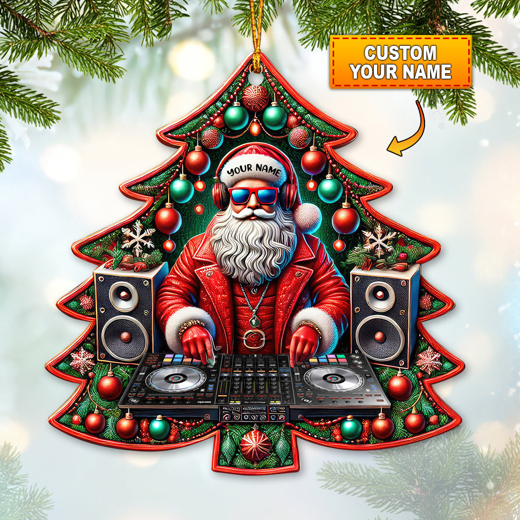 Santa DJ, Custom Santa DJ Ornament, Gift For DJ Christmas Party Decor