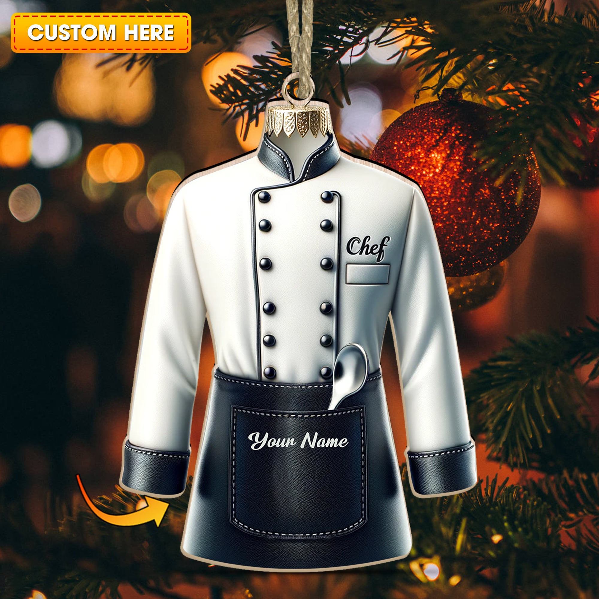 Chef Outfit, Chef Outfit Ornament,  Personalized Ornament For Chef, Christmas Decor