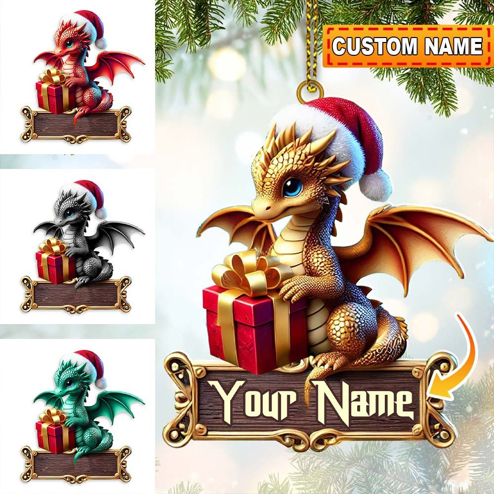 Christmas Dragon Ornament, Custom Dragon Ornament, Christmas Gift For Dragon Lovers