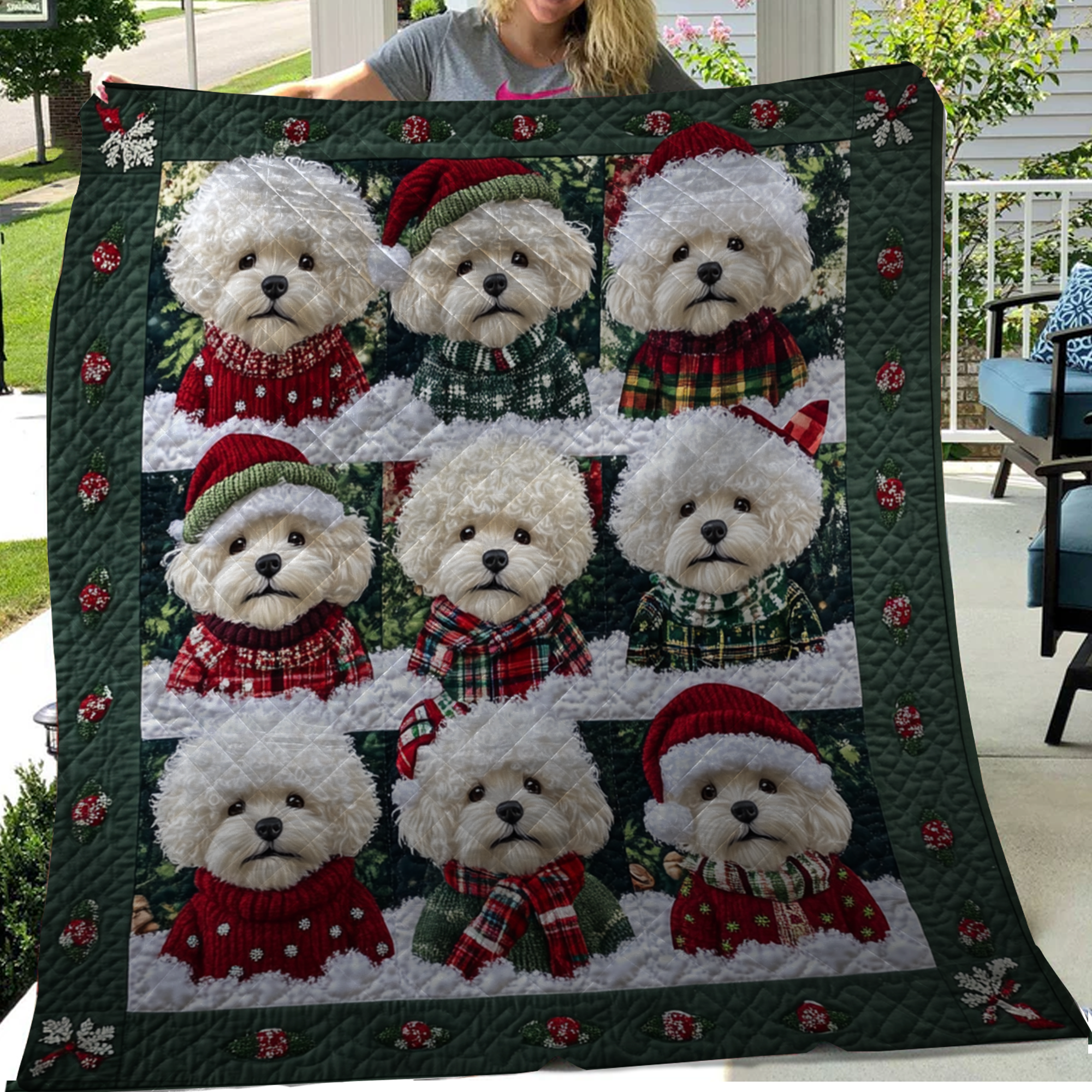 Bichon Frisé Christmas Blanket, Bedroom Decor, Gift For Dog Lovers