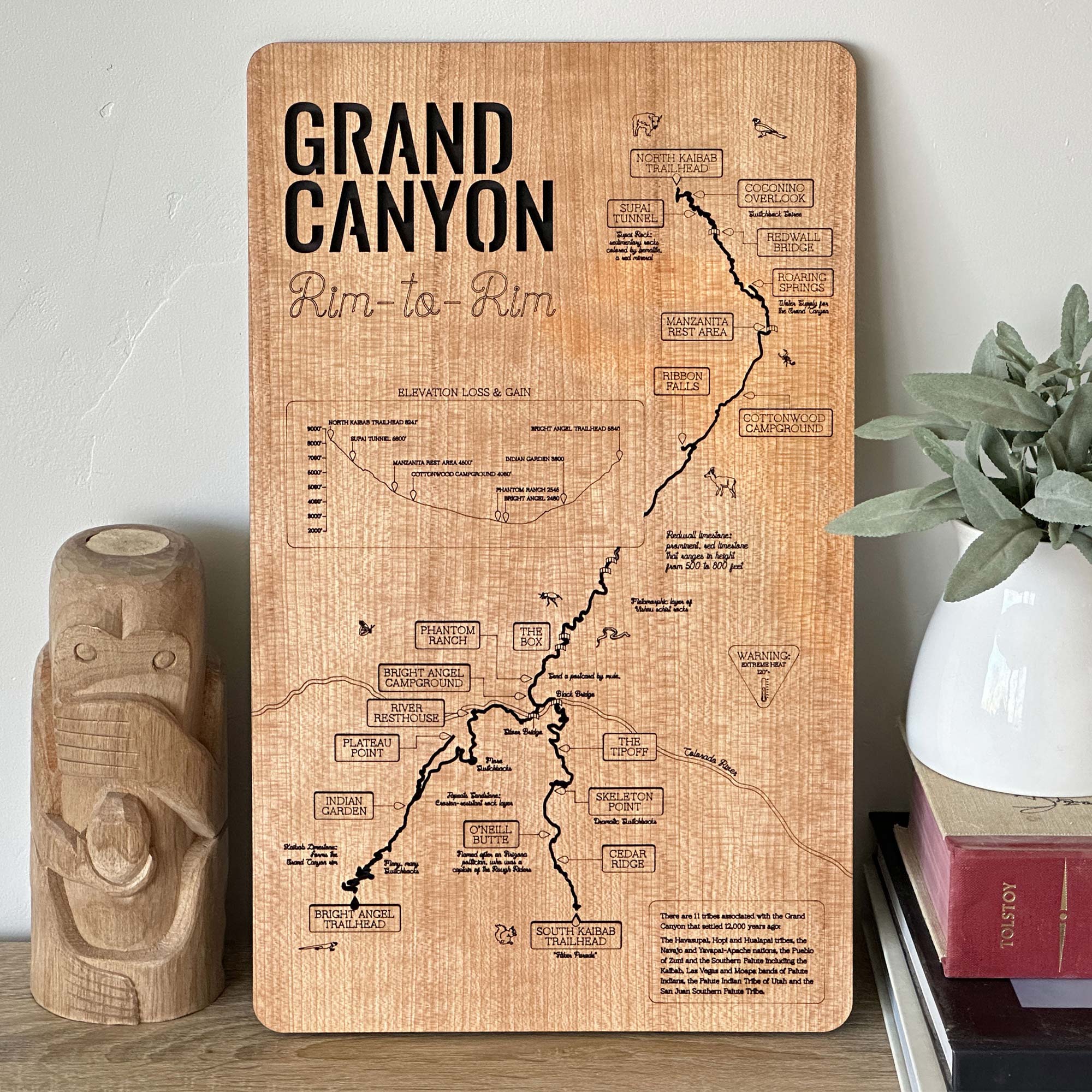 Rim to Rim Trail Tracker Wood Sign, Unique Christmas Gifts For Dad