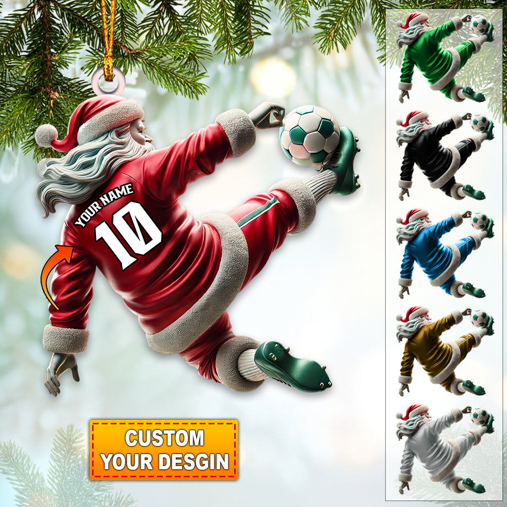 Soccer Ball Christmas Tree Ornaments, Santa Soccer Player, Personalized Soccer Ornaments