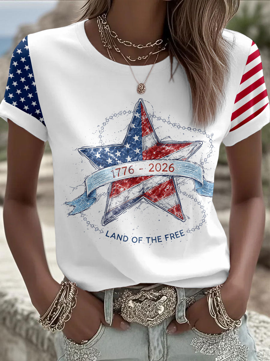 America’s 250th Anniversary Polo Shirt Women's USA 1776-2026 Land of the Free T-Shirts 4th Of July Shirt