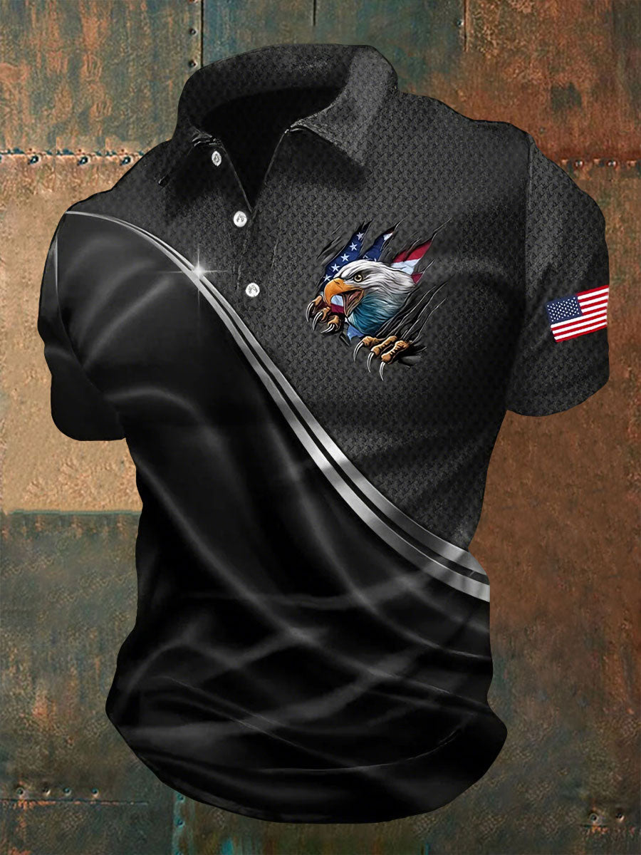 Stars And Stripes 250th Anniversary Polo Men's USA flag eagle tops 4th Of July Shirt