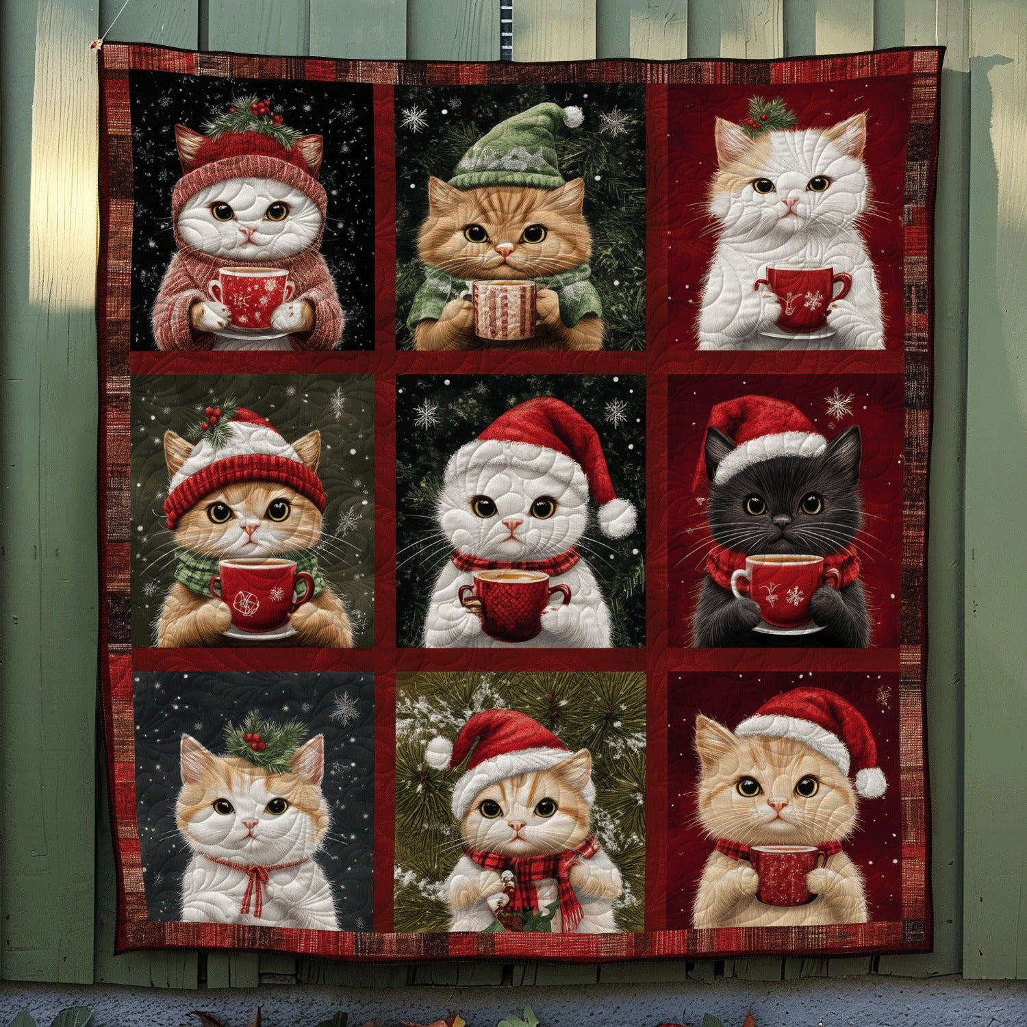 Cat Coffee Christmas Blanket, Bedroom Decor, Gift For Cat Lovers