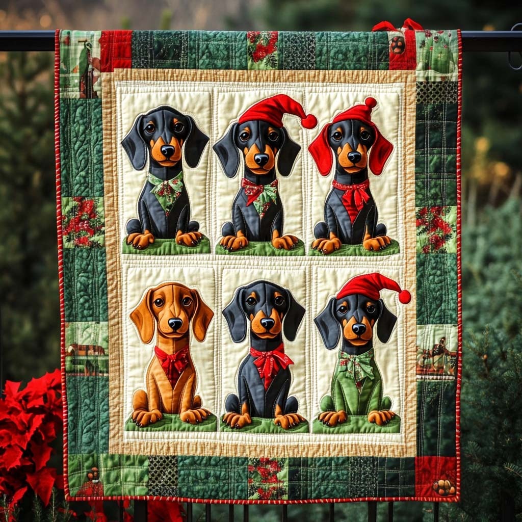 Dachshund Christmas Art Blanket, Bedroom Decor, Gift For Dog Lovers