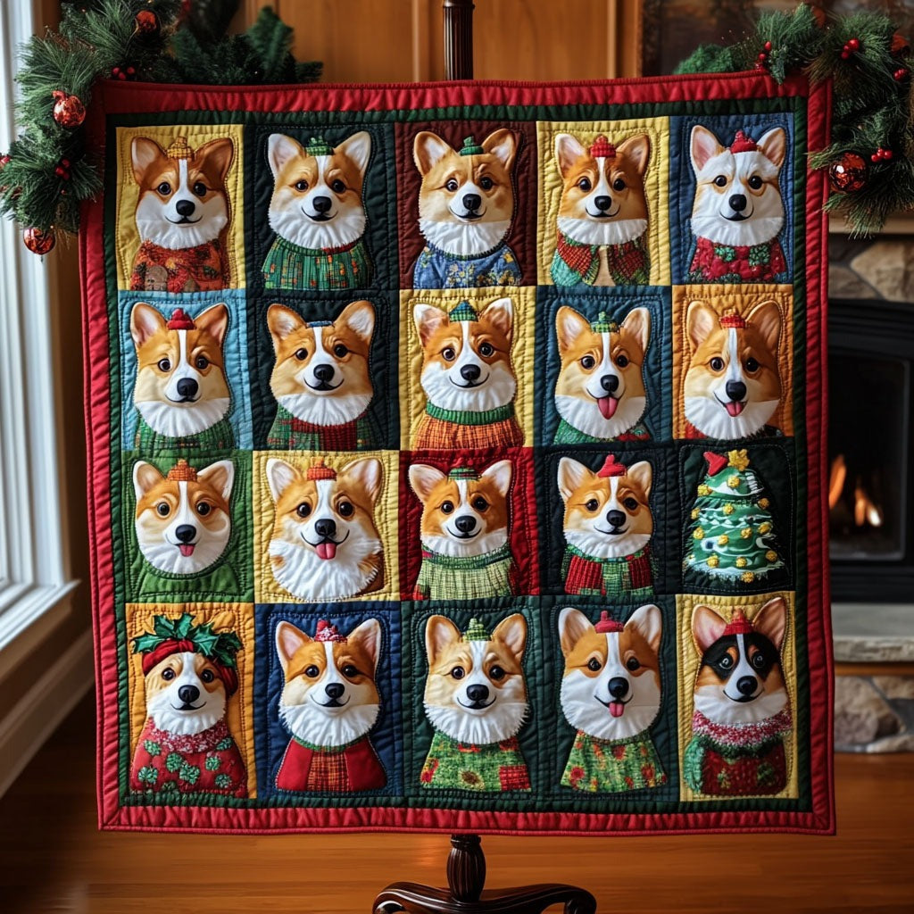 Corgi Christmas Blanket, Bedroom Decor, Gift For Dog Lovers