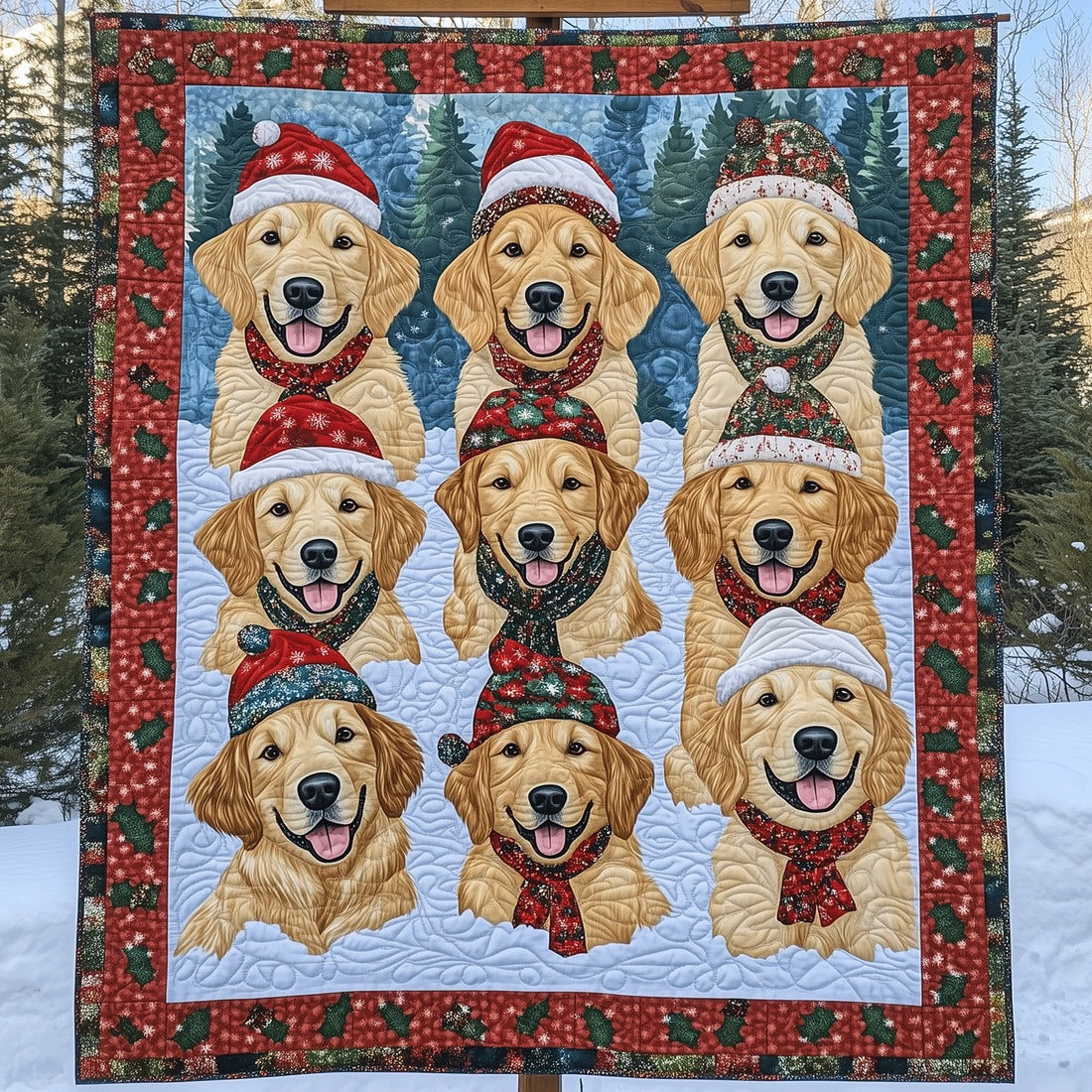 Golden Retriever Smile Christmas Blanket, Bedroom Decor, Gift For Dog Lovers