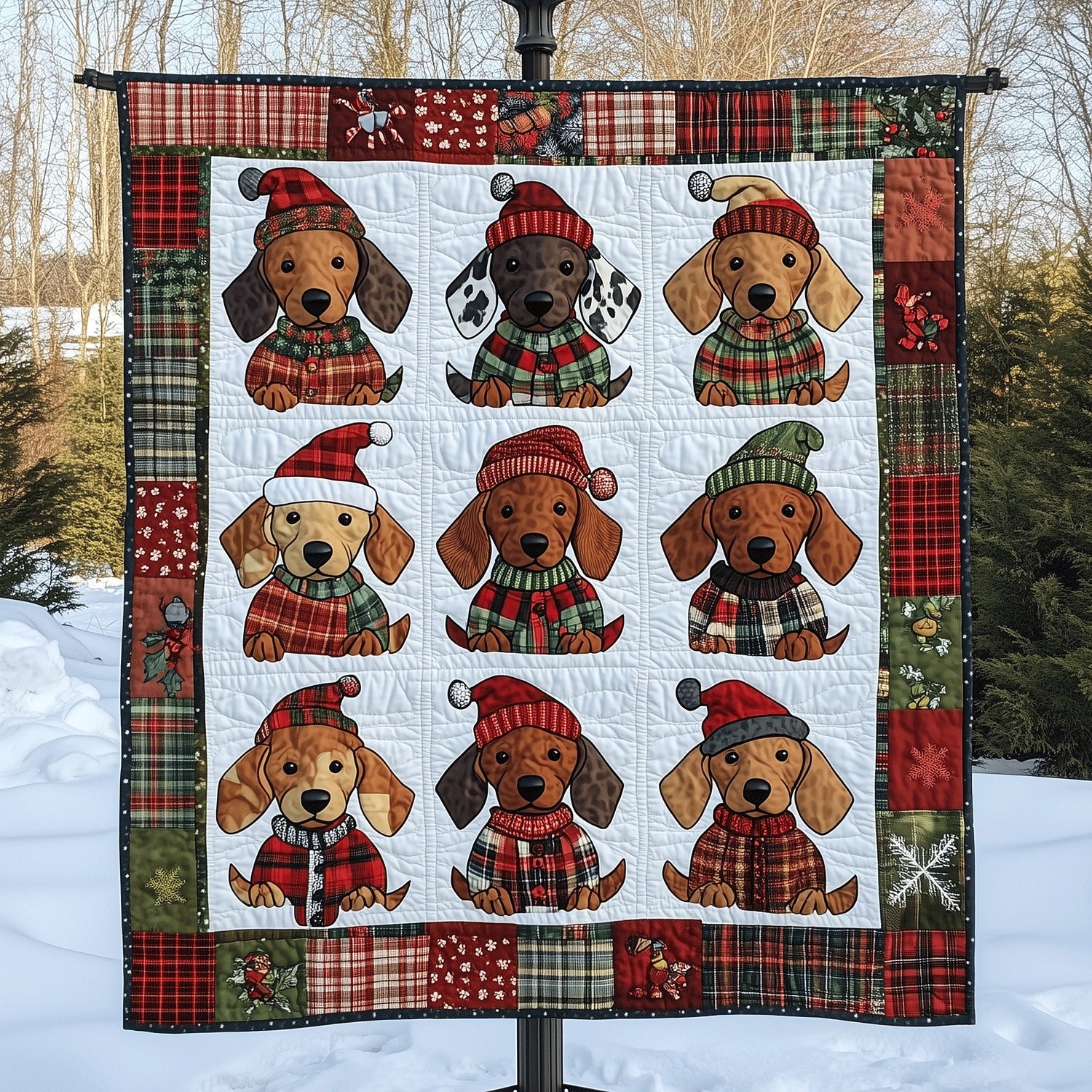 Cute Puppy Christmas Blanket, Bedroom Decor, Gift For Dog Lovers