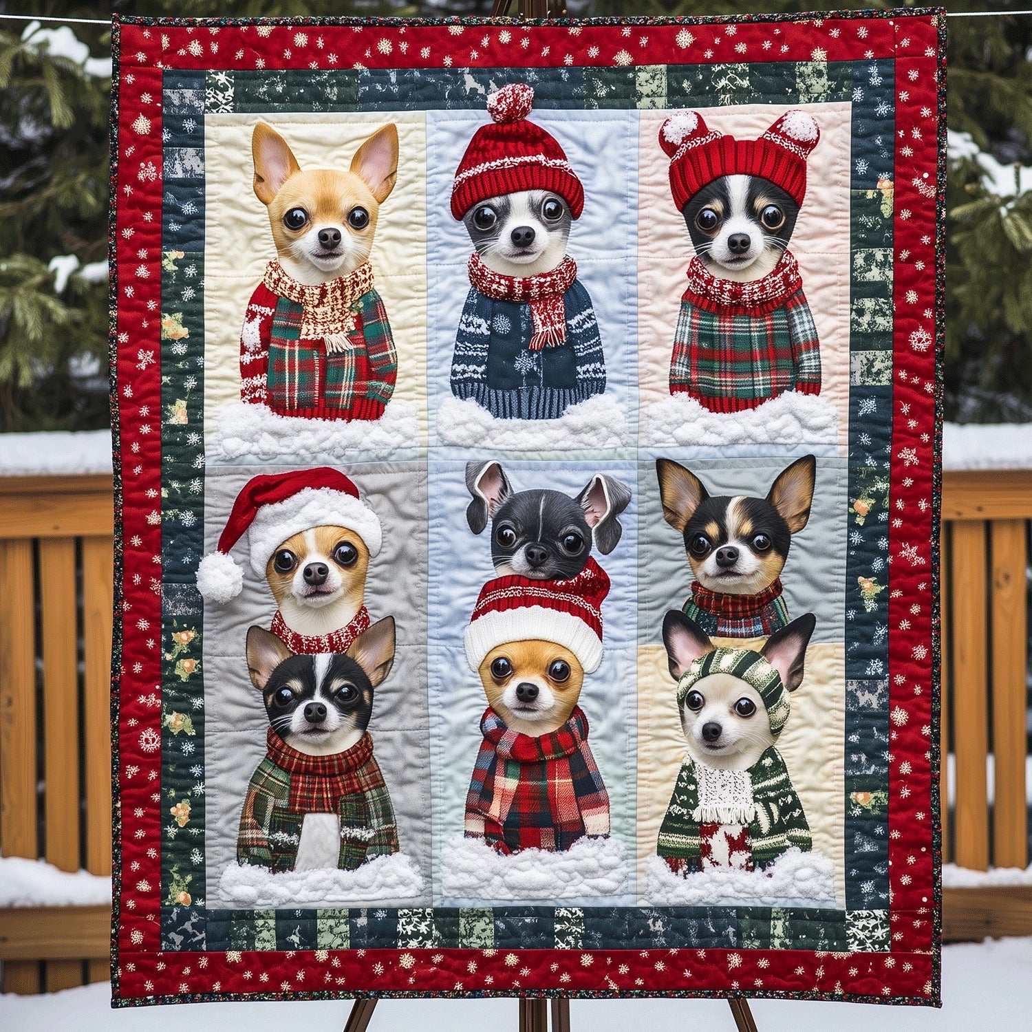 Chihuahua Christmas Art Blanket, Bedroom Decor, Gift For Dog Lovers