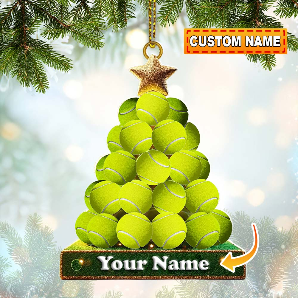 Personalize Tennis Ball Christmas Tree, Acrylic Ornament, Gift For Sport Lover, Christmas Decor