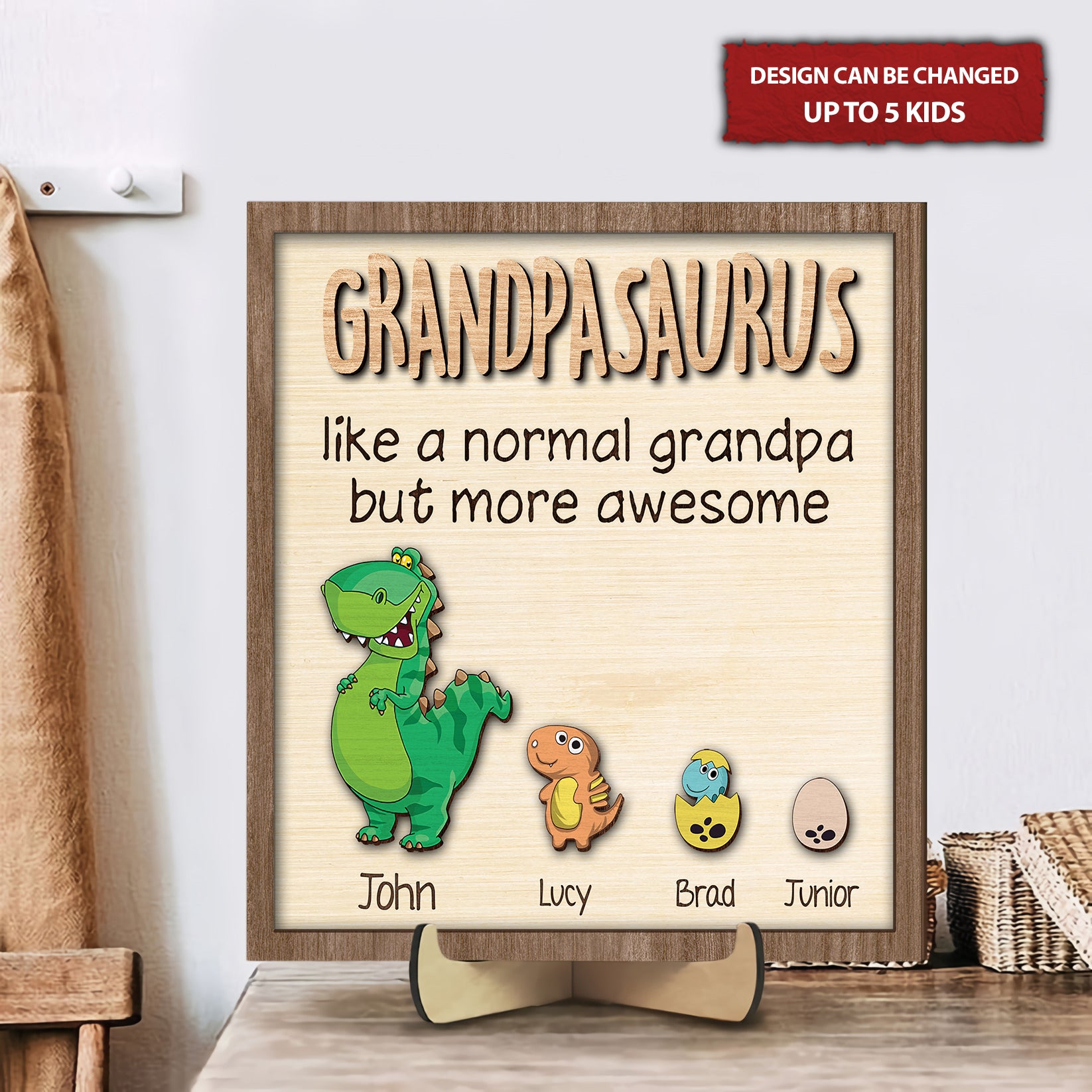 Grandpasaurus Like A Normal Grandpa But More Awesome Personalized Wooden Sign, Gifts For Dad, Dad Birthday Gift, Father's Day Gift