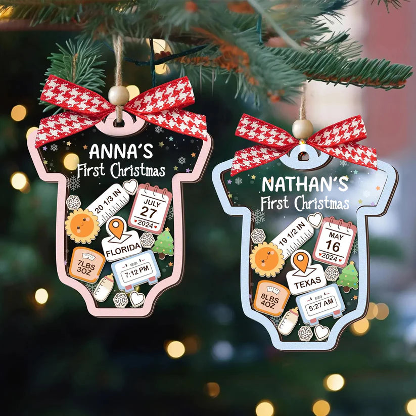 Personalised Baby First Christmas Ornament, 4D Shaker Ornament, Newborn Gifts